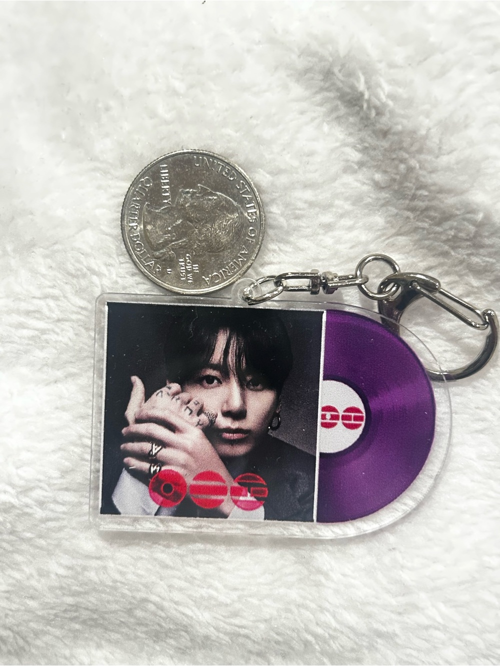 8 pieces, FULL SET BTS Arirang Purple Vinyl Record Keychain - Picture 2 of 9